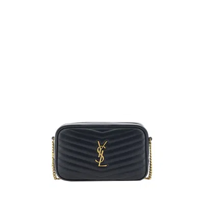 Saint Laurent Lou Medium Ysl Camera Bag With Pocket In Quilted Leather In Black