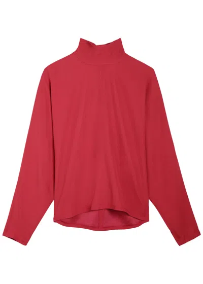 Joseph Womens Mulberry Buick Funnel-neck Crepe Blouse In Red