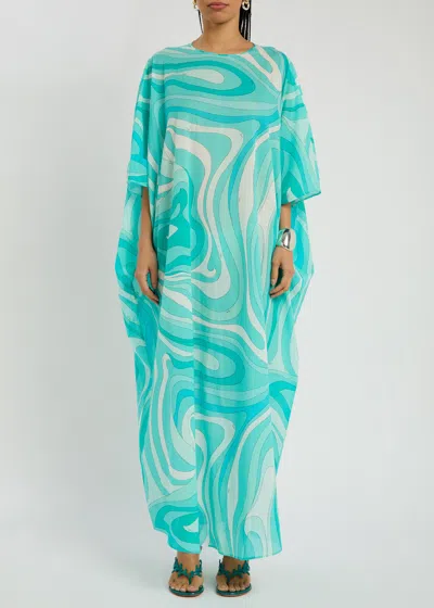 Pucci Printed Cotton Kaftan In Blue