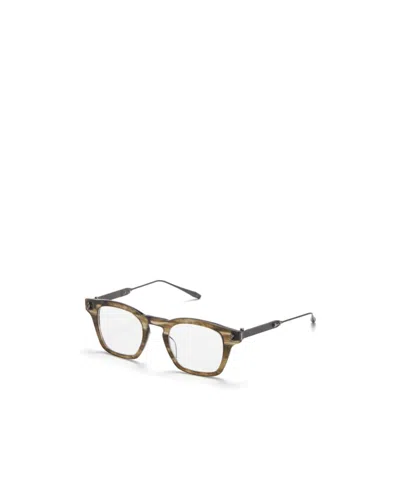 Akoni Wise Rectangular Tortoiseshell Optical Glasses With Metallic Temples In Gray