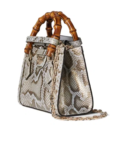 Gucci Diana Mini Python Tote Bag In Gray