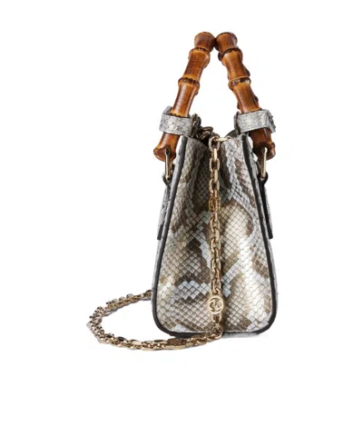 Gucci Diana Mini Python Tote Bag In Gray