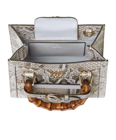 Gucci Diana Mini Python Tote Bag In Gray