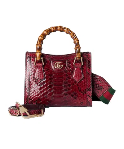 Gucci Diana Mini Python Tote Bag In Red