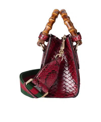 Gucci Diana Mini Python Tote Bag In Red