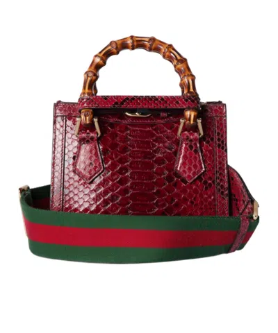 Gucci Diana Mini Python Tote Bag In Red