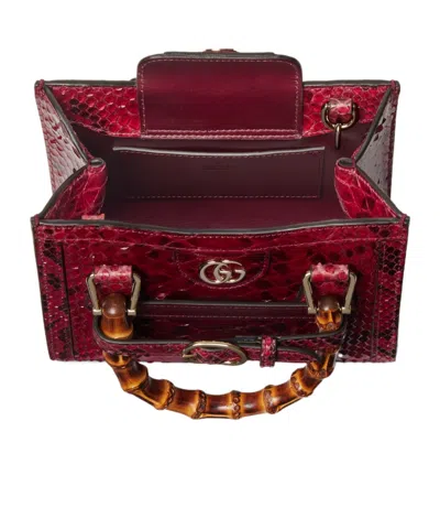 Gucci Diana Mini Python Tote Bag In Red