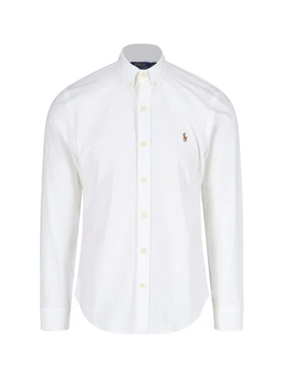 Polo Ralph Lauren Slim-fit Button-down Collar Logo-embroidered Cotton Oxford Shirt In White
