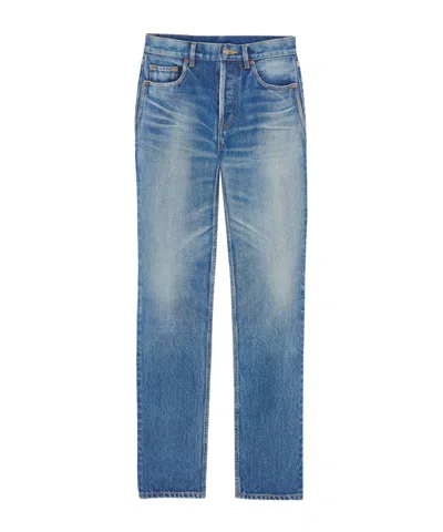 Saint Laurent 90s Slim Ankle Trousers Belt Loops In Blue
