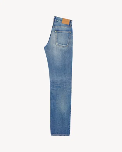 Saint Laurent 90s Slim Ankle Trousers Belt Loops In Blue