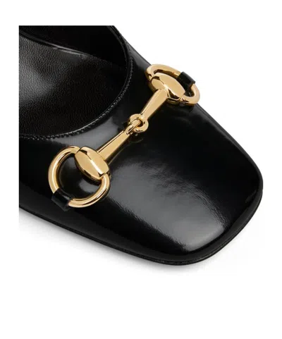 Gucci Signora Pumps Block Heel Gold Tone Hardware In Black