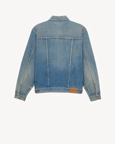 Saint Laurent Denim Jacket Collared Design Front Pockets In Blue