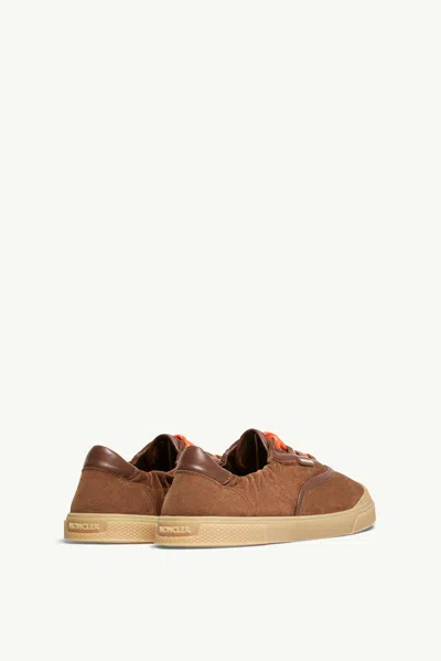Moncler Luxe Suede Lace-up Sneakers For Women In Brown