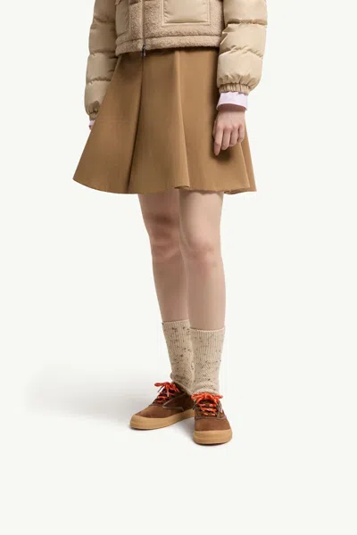 Moncler Luxe Suede Lace-up Sneakers For Women In Brown