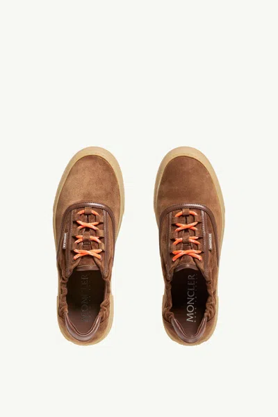 Moncler Luxe Suede Lace-up Sneakers For Women In Brown