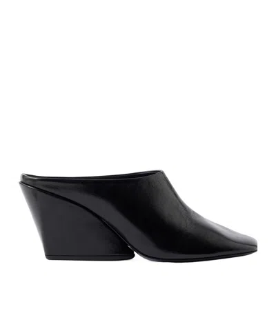 Proenza Schouler Slant Leather Mules In Black