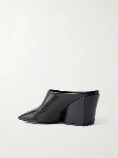 Proenza Schouler Slant Leather Mules In Black