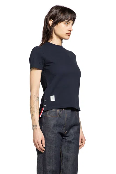 Thom Browne Rwb Stripe Tee In Blue