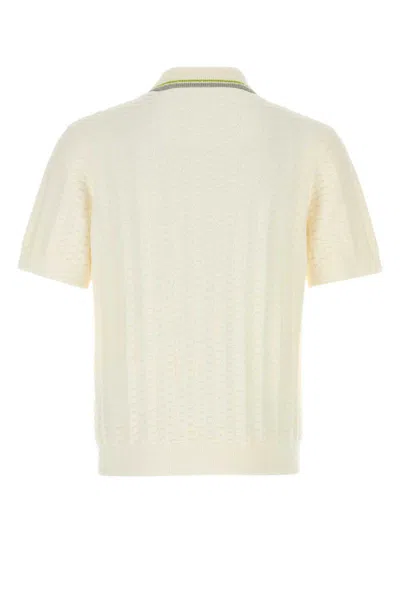 Casablanca Men Ivory Boucle Polo Shirt In White