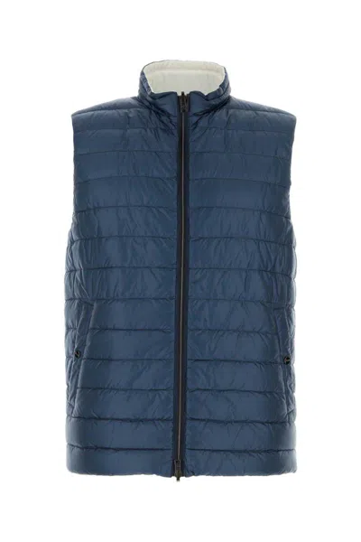 Herno Nylon Reversible Down Jacket High Neck In Blue
