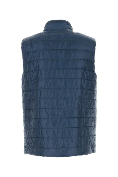 Herno Nylon Reversible Down Jacket High Neck In Blue