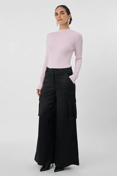 Toccin Maia Silky Satin Cargo Pants In Black