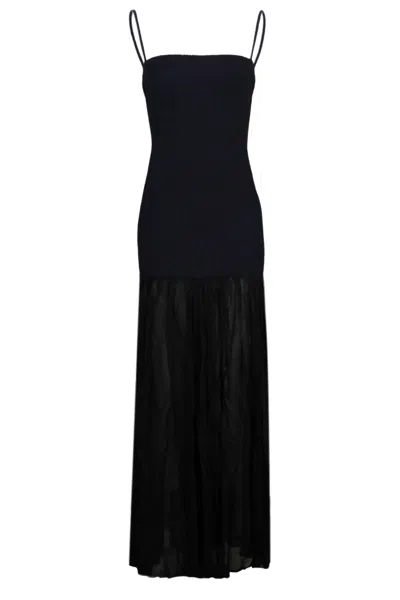 Hunza G Womens Black Hybrid Square-neck Crinkled Stretch-woven Maxi Dress