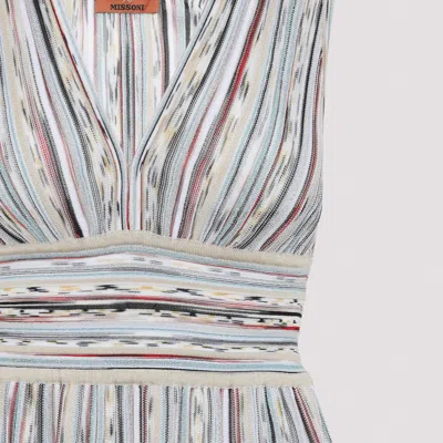 Missoni Striped Knit Midi Dress Empire Waist In Multi