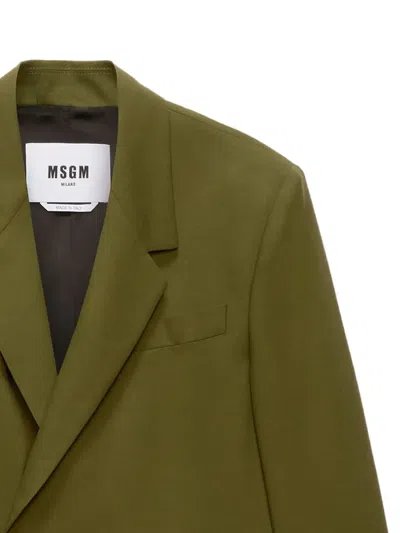 Msgm Double-breasted Blazer In Green
