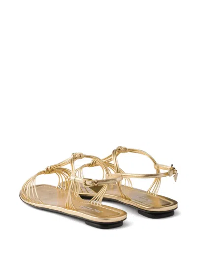 Prada Gold Leather Sandals In Gold