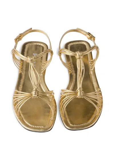 Prada Gold Leather Sandals In Gold