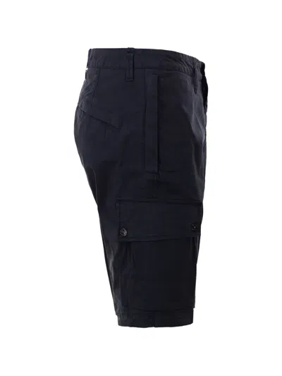 Stone Island Old Effect Cotton Cargo Bermuda Shorts Clothing In Black
