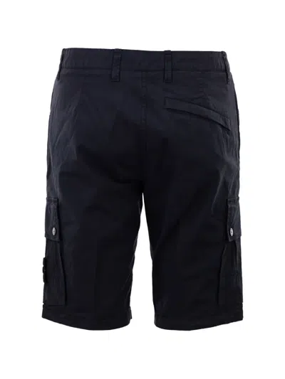 Stone Island Old Effect Cotton Cargo Bermuda Shorts Clothing In Black