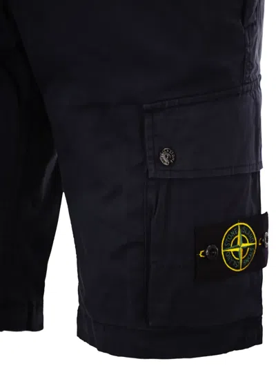 Stone Island Old Effect Cotton Cargo Bermuda Shorts Clothing In Black