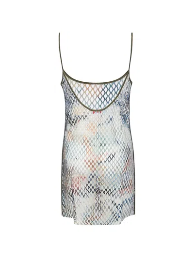 Diesel Mini Mesh Beach Dress With Open Back In Multi