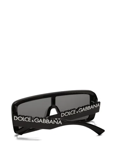 Dolce & Gabbana Logo Rectangle-frame Sunglasses In Black