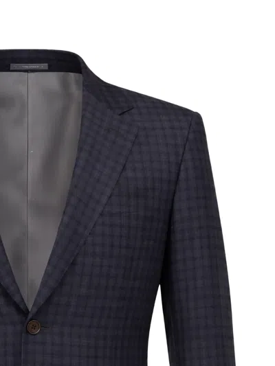 Canali Checked Blazer In Gray
