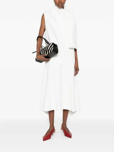 Khaite Loell Scarf-detail Asymmetric Midi Dress In White