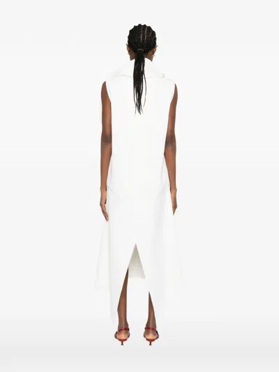 Khaite Loell Scarf-detail Asymmetric Midi Dress In White