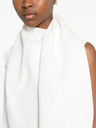 Khaite Loell Scarf-detail Asymmetric Midi Dress In White