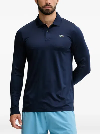 Lacoste Regular Fit Ultra Dry Long Sleeved Golf Polo In Blue