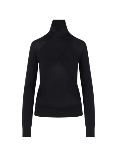 Totême Wool And Silk-blend Turtleneck Sweater In Black