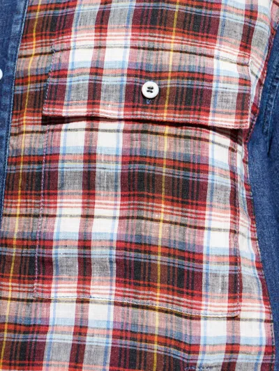 Dsquared2 Plaid Patchwork Design Shirt In Multi