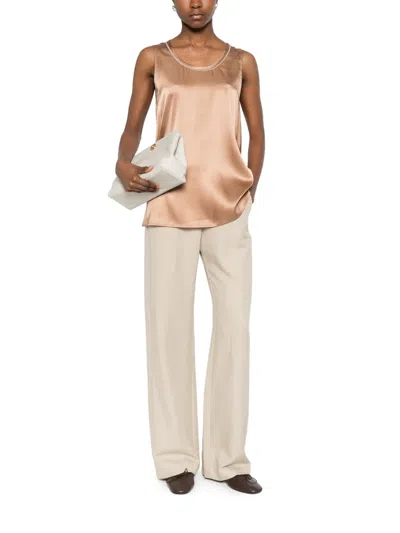 Panicale Embellished Top In Brown