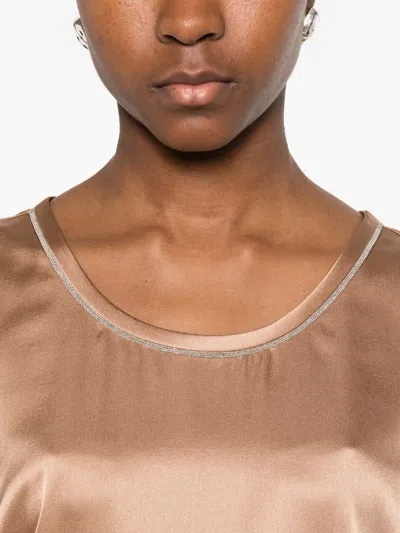 Panicale Embellished Top In Brown