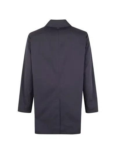 Herno Long Sleeve Midi Coat Front Pockets In Blue