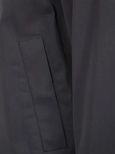 Herno Long Sleeve Midi Coat Front Pockets In Blue