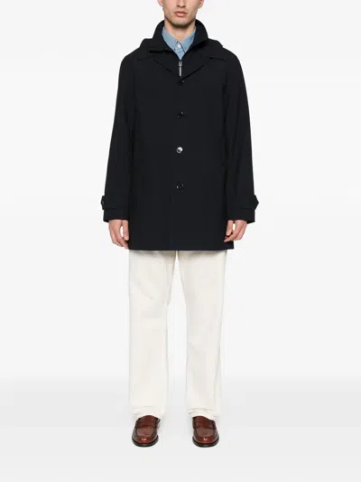 Fursac Button Hooded Parka In Black