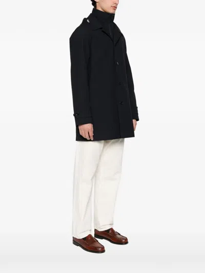 Fursac Button Hooded Parka In Black