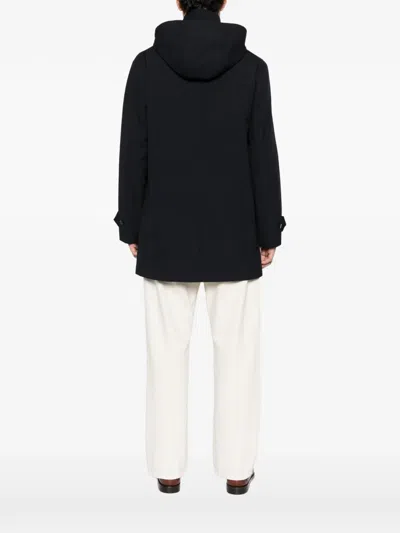 Fursac Button Hooded Parka In Black